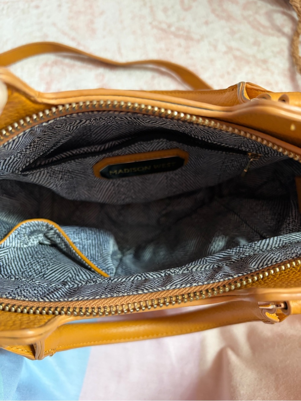 Madison West Mustard Structured Crossbody Satchel - Picture 4 of 4